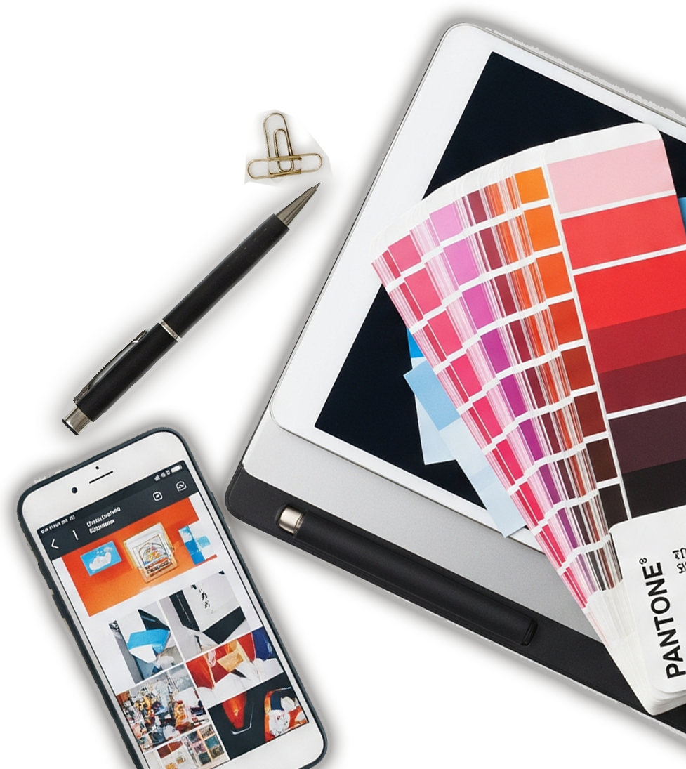 JBR Marketing Portolio Color swatch book, tablet and smart phone