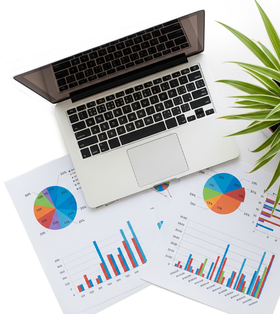 JBR Marketing Services Laptop and Marketing Results Graphs